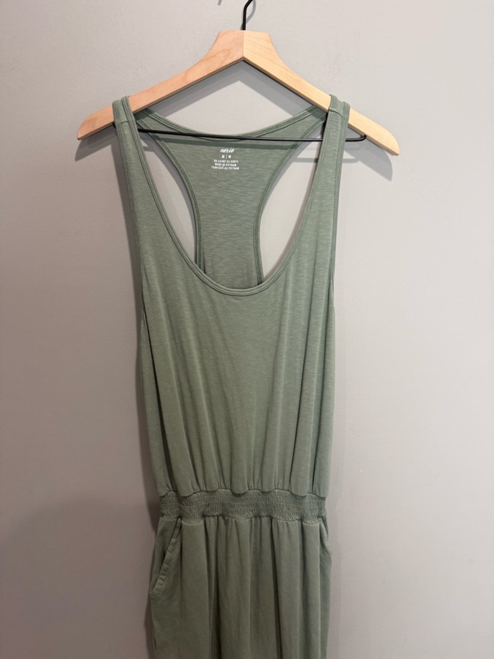 Aerie Everyday Track Jumpsuit in a soft sage green color size‎ medium - Picture 2 of 9
